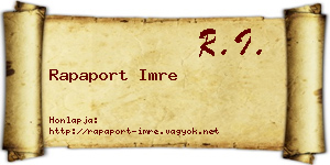 Rapaport Imre névjegykártya